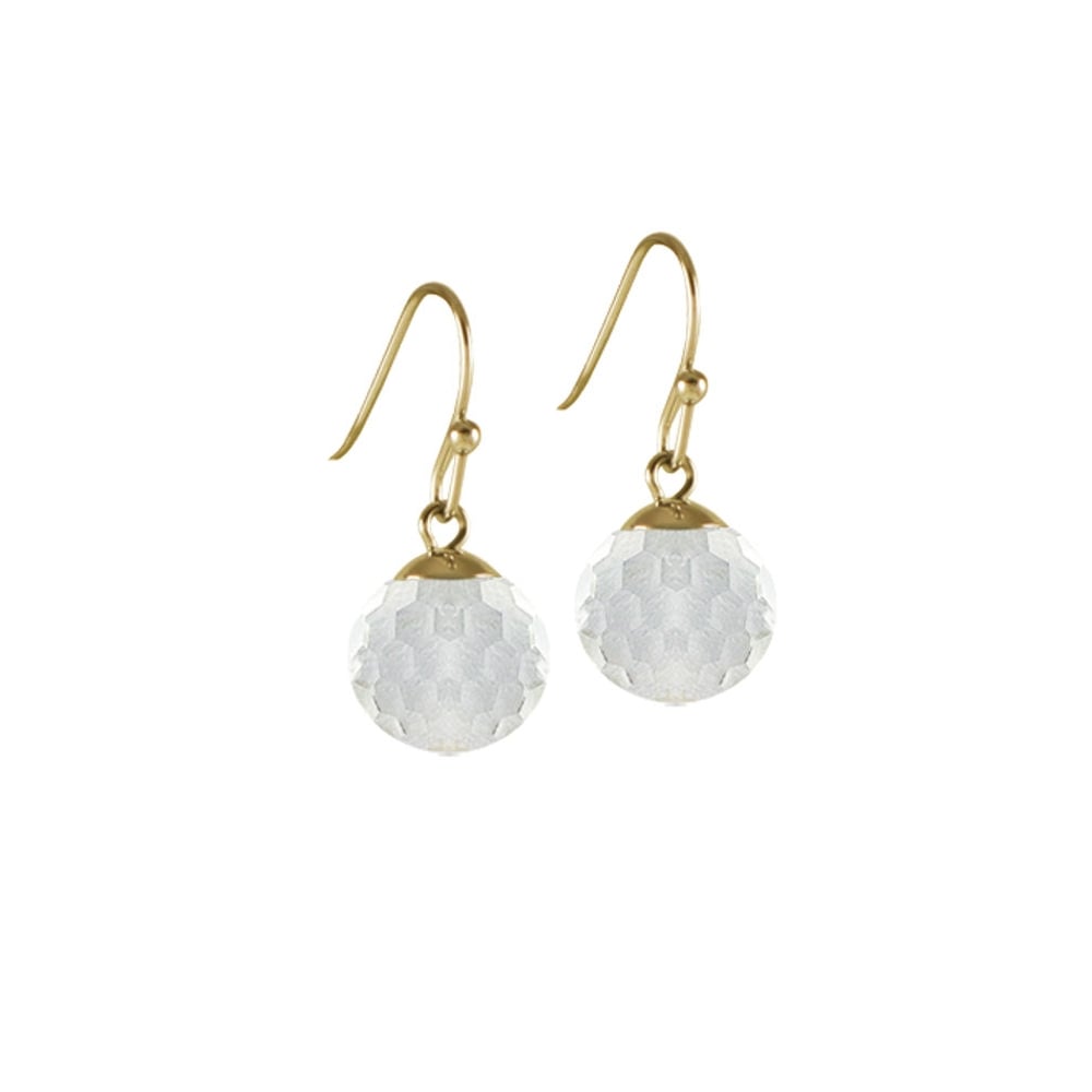 Belgravia Crystal Disco Ball Stainless Steel Gold Tone Drop Pierced Earrings