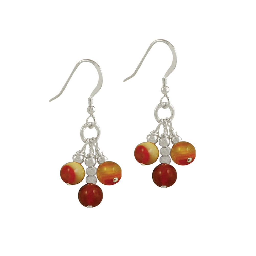 Radiance Orange Agate Silver Drop Pierced Earrings