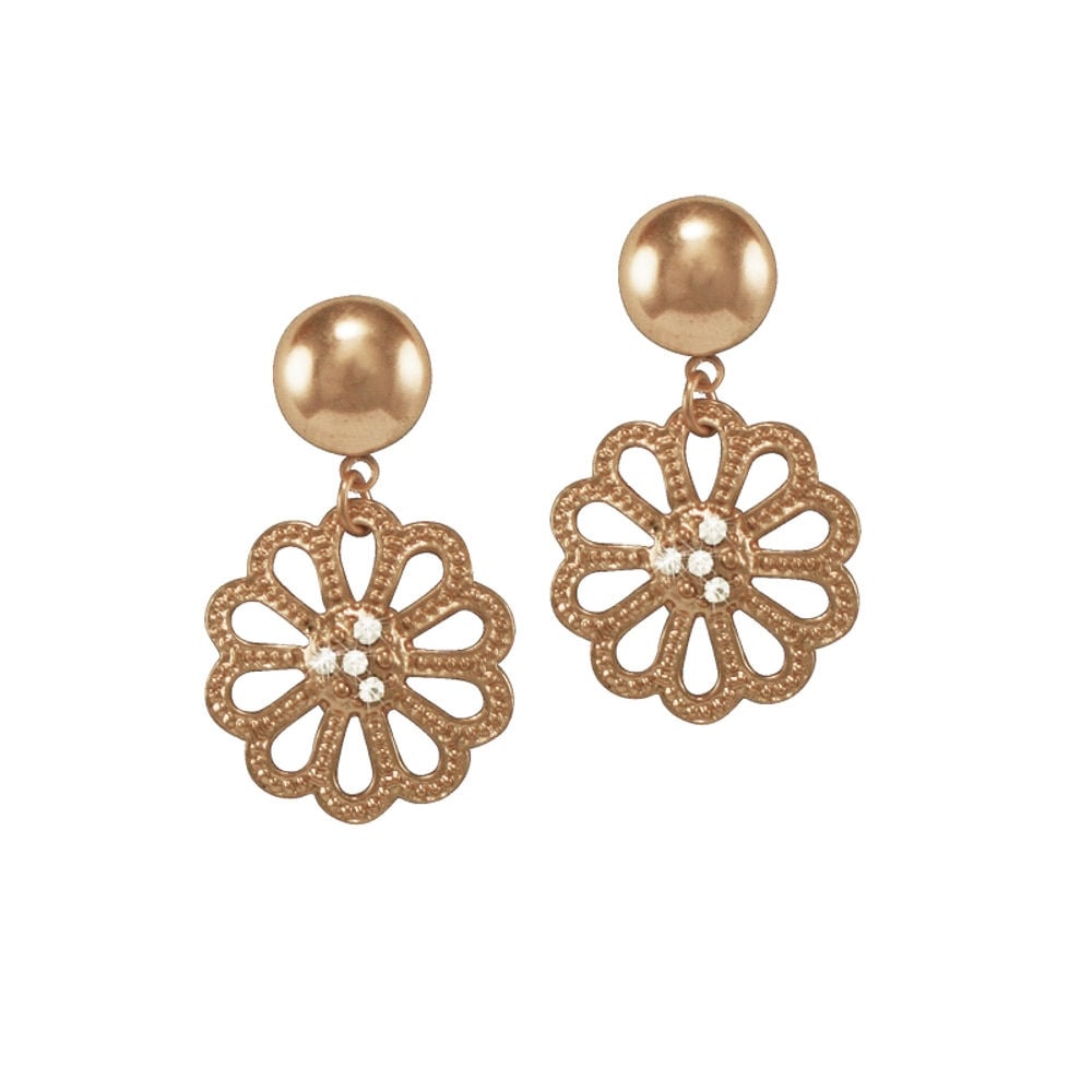Marguerite Clear Crystal Rose Gold Tone Drop Pierced Earrings