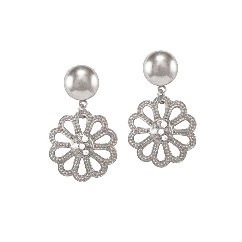 Marguerite Clear Crystal Silver Tone Drop Pierced Earrings