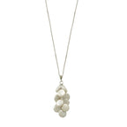 Moonglow AAA Coin Pearl Sterling Silver Cluster Long Pendant Necklace