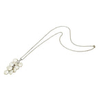 Moonglow AAA Coin Pearl Sterling Silver Cluster Long Pendant Necklace
