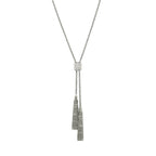 Kensington Clear Crystal Stainless Steel Tassel Lariat Necklace