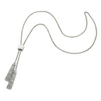 Kensington Clear Crystal Stainless Steel Tassel Lariat Necklace