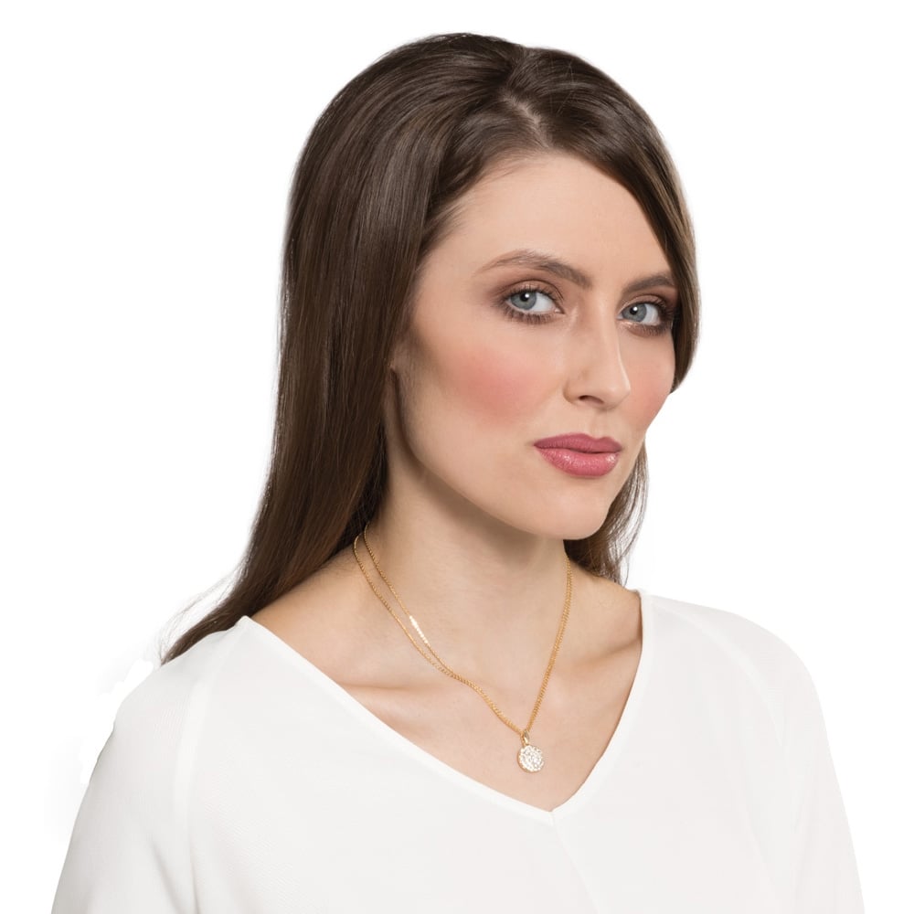 Mezzo Clear Crystal Gold Tone Disc Pendant Necklace