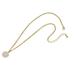 Mezzo Clear Crystal Gold Tone Disc Pendant Necklace