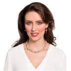 Essentia Green Pink White Malaysian Jade Gold Tone Drop Clip On Earrings