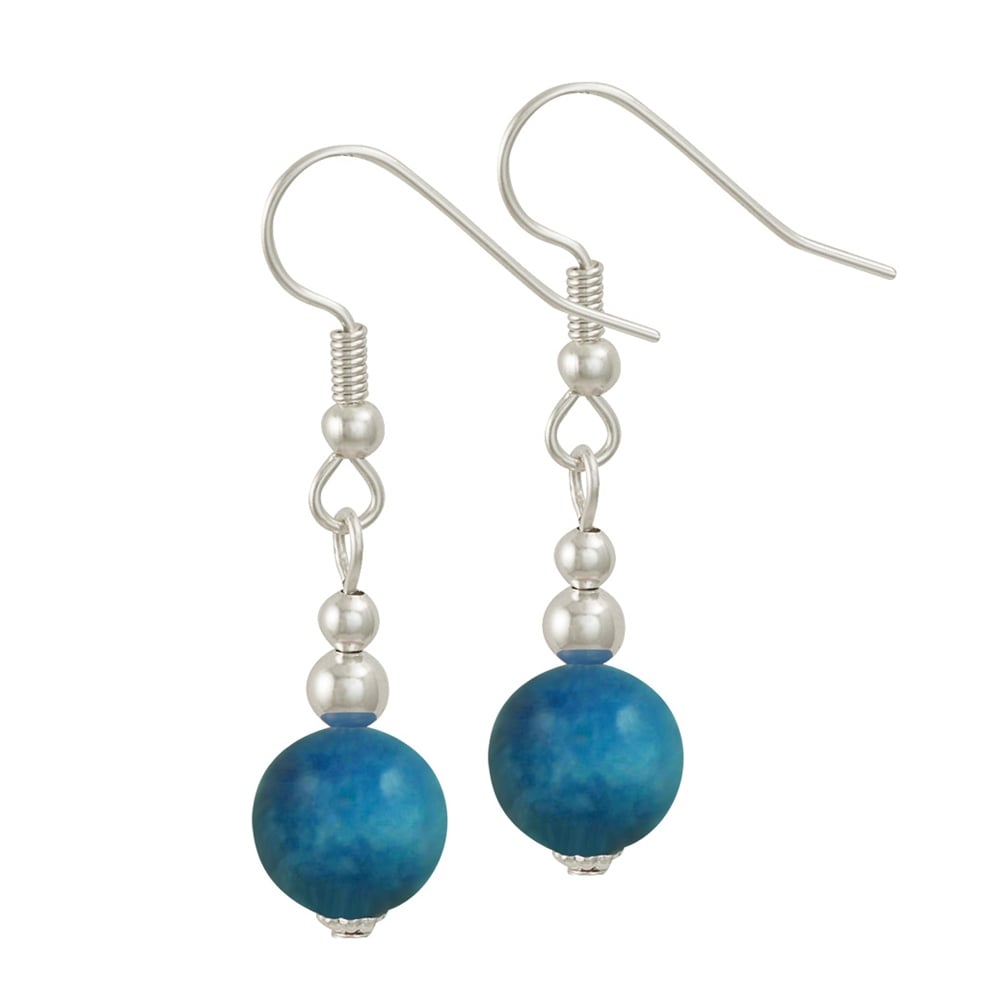 Essentia Turquoise Malaysian Jade Silver Tone Drop Pierced Earrings