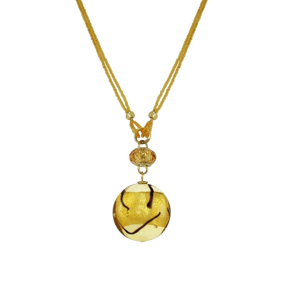 Grazia Bi-Colour Light Amber Venetian Murano Glass Disc Pendant