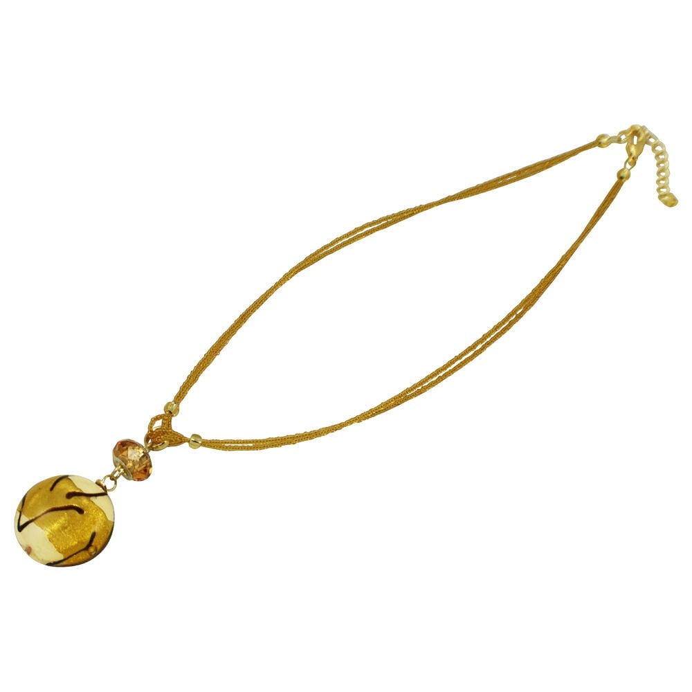 Grazia Bi-Colour Light Amber Venetian Murano Glass Disc Pendant
