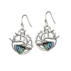 Monarch of the Glen Paua Shell Silver Tone Drop Pierced Earrings