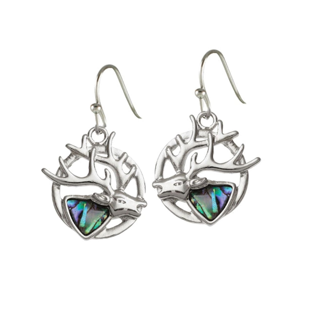Monarch of the Glen Paua Shell Silver Tone Drop Pierced Earrings