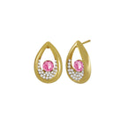Bliss Fuchsia Pink Austrian Crystal Gold Tone Stud Pierced Earrings