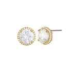Dazzle Cubic Zirconia Gold Tone Stud Pierced Earrings