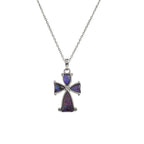 Devotion Purple Paua Shell Silver Tone Cross Pendant