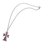 Devotion Pink Paua Shell Silver Tone Cross Pendant