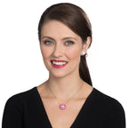 Lotus Rose Pink Austrian Crystal Silver Tone Pendant Necklace