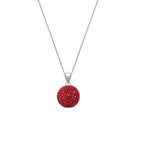 Shamballa Red Glitter Ball Silver Tone Pendant Necklace