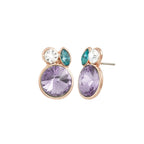 Tabatha Purple Multi Crystal Rose Gold Tone Stud Pierced Earrings