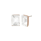 Artemis Clear Crystal Rose Gold Tone Rectangle Stud Pierced Earrings