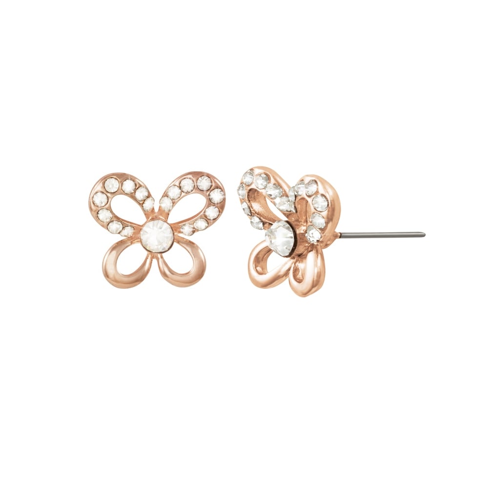 Fauna Clear Crystal Rose Gold Tone Stud Pierced Earrings