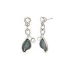 Ponderosa Grey Resin Silver Tone Drop Pierced Earrings