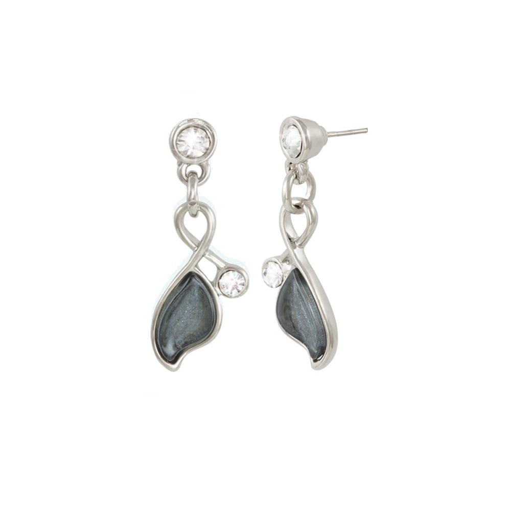 Ponderosa Grey Resin Silver Tone Drop Pierced Earrings