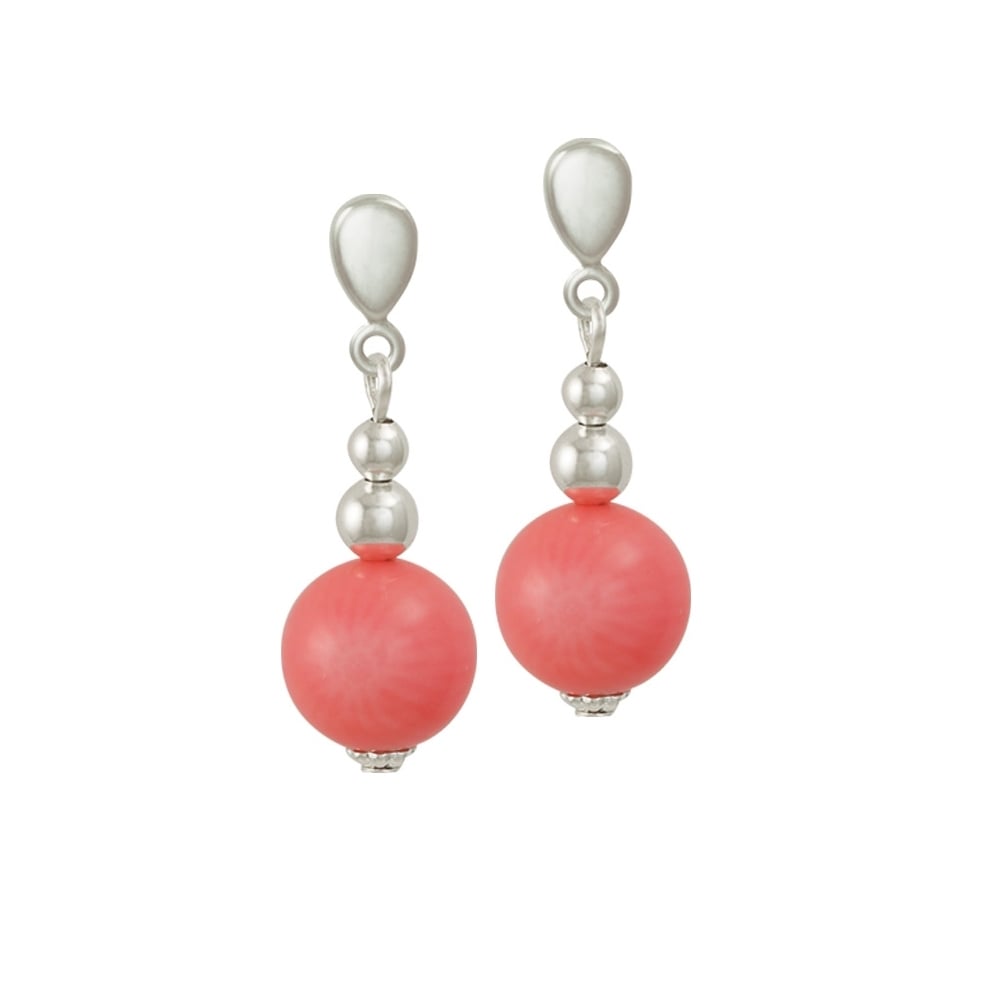Essentia Coral Silver Tone Drop Clip On Earrings