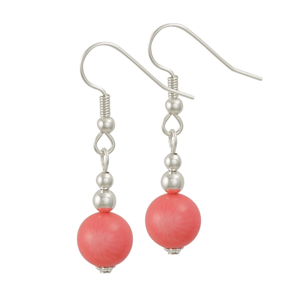 Essentia Coral Silver Tone Drop Pierced Earrings