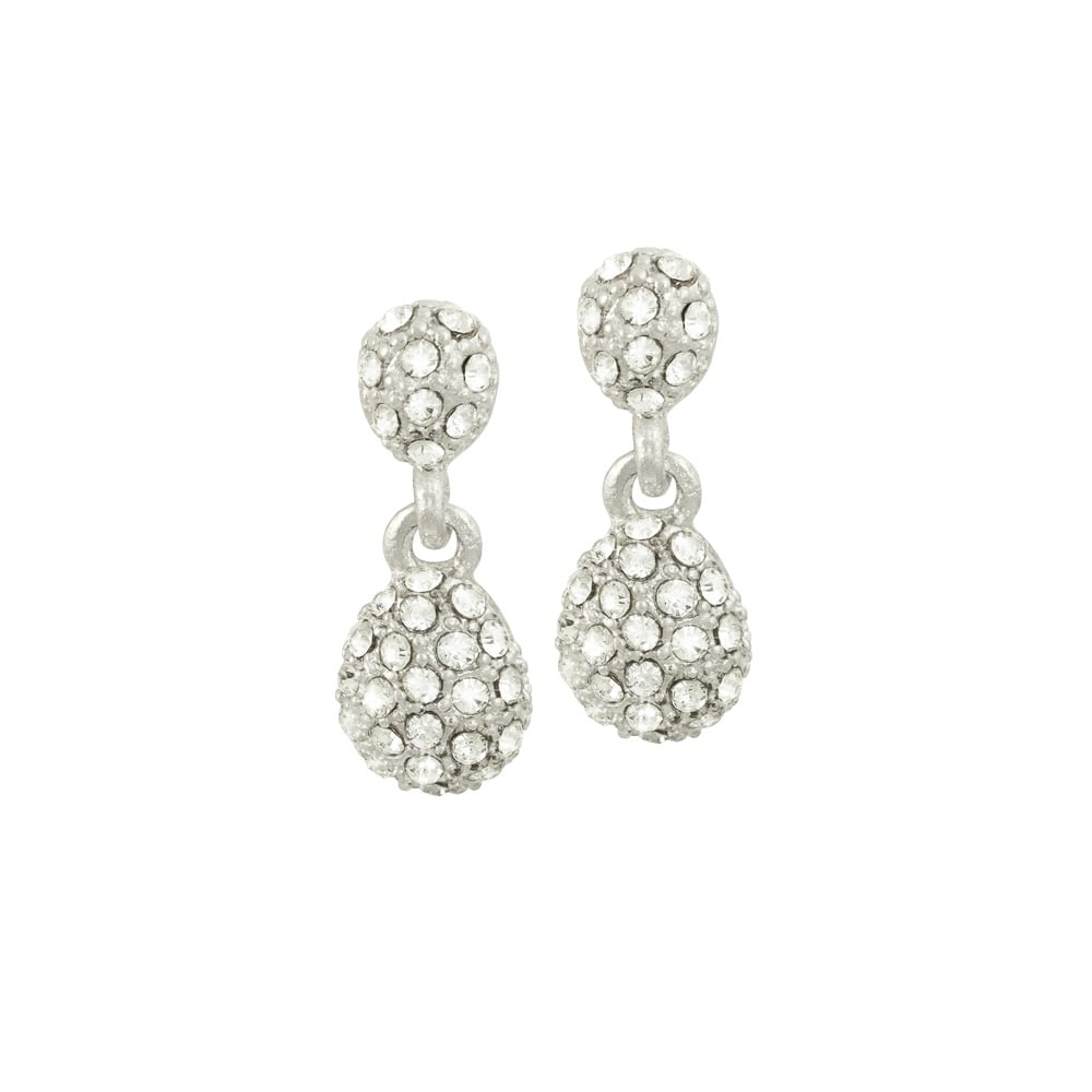 Chorus Clear Crystal Silver Tone Drop Clip On Earrings