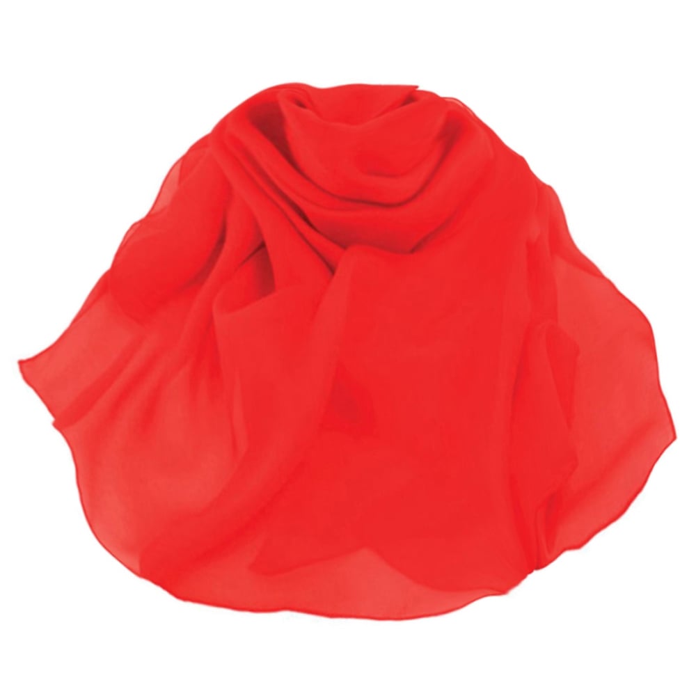 Plain Red Oblong Pure Silk Chiffon Scarf