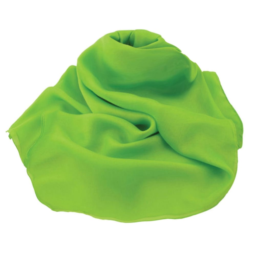 Plain Lime Green Oblong Pure Silk Chiffon Scarf