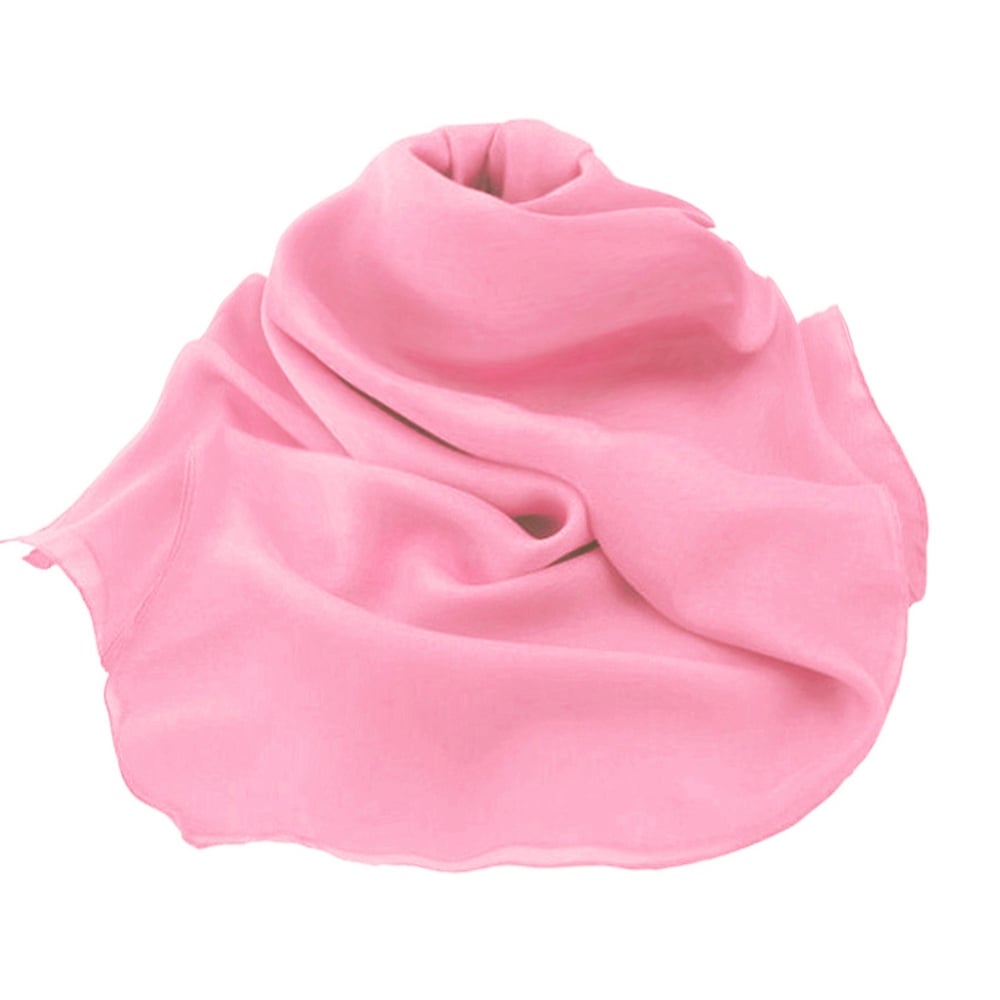 Plain Rose Pink Oblong Pure Silk Chiffon Scarf