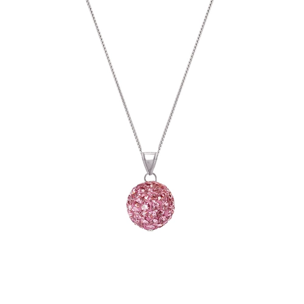 Shamballa Pink Velvet Diamante Silver Tone Pendant Necklace
