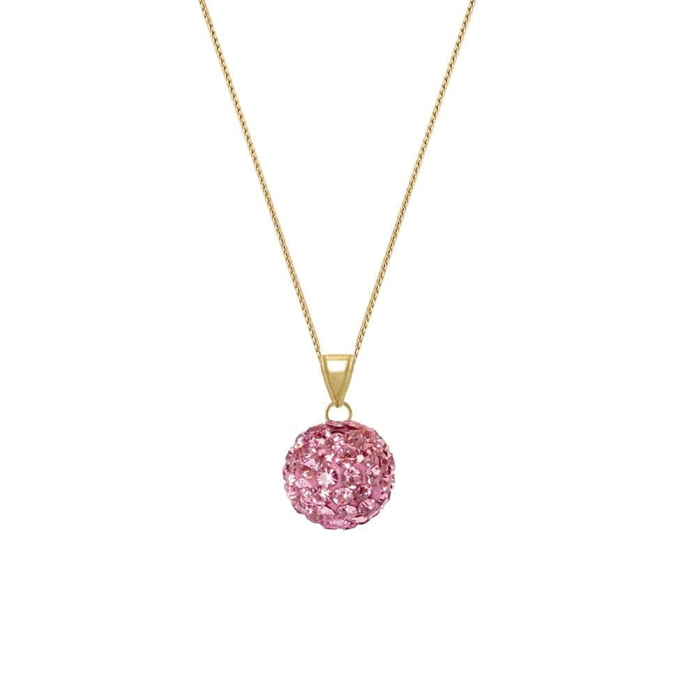 Shamballa Pink Velvet Diamante Gold Tone Pendant Necklace