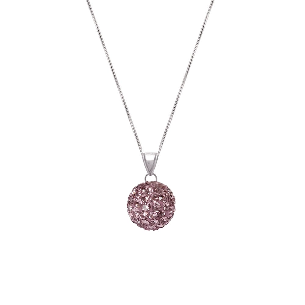 Shamballa Dusky Lilac Diamante Silver Tone Pendant Necklace