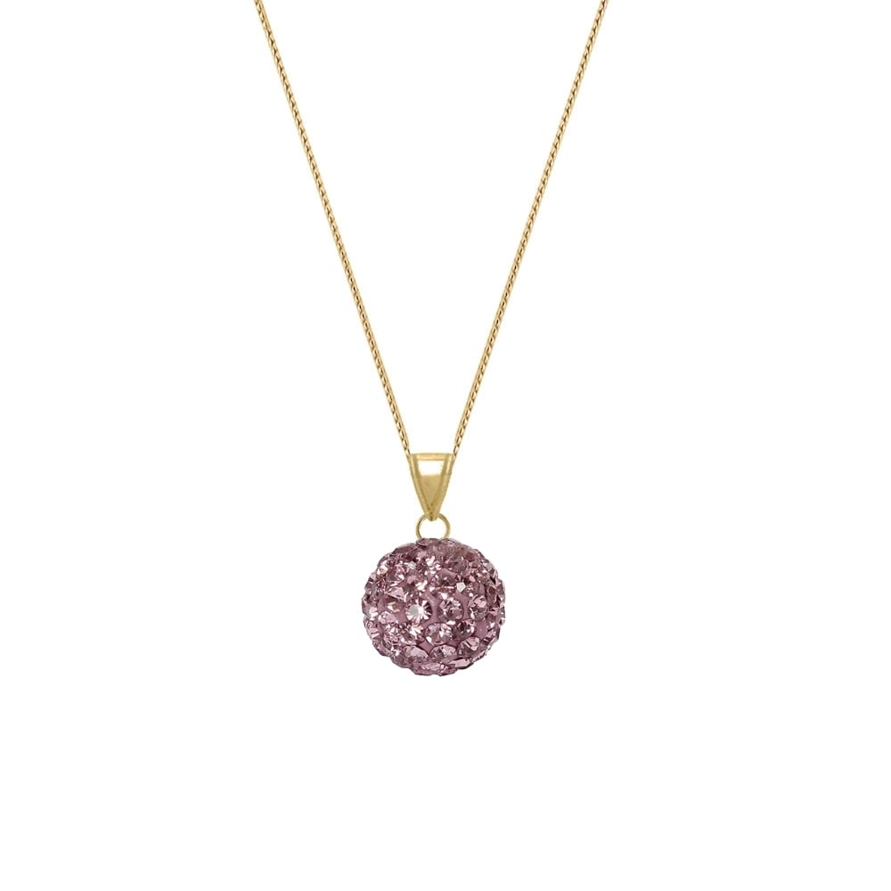 Shamballa Dusky Lilac Diamante Gold Tone Pendant Necklace