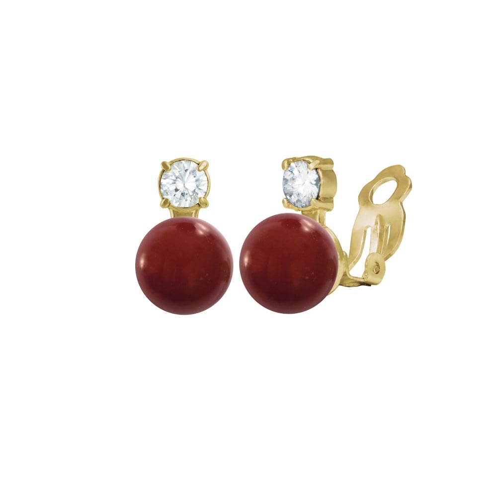 Eternity Carnelian & CZ Gold Stud Clip On Earrings