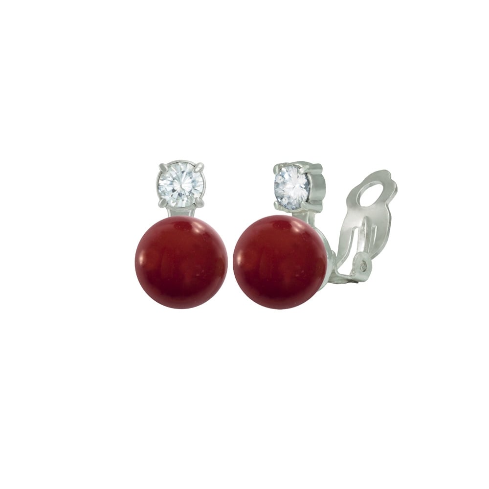 Eternity Carnelian & CZ Silver Stud Clip On Earrings