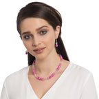 Rhapsody Fuchsia Pink Jade and Crystal Drop Clip On Earrings