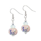 Harmony Pink and Cornflower Blue Ceramic and Crystal Drop Pierced Earrings