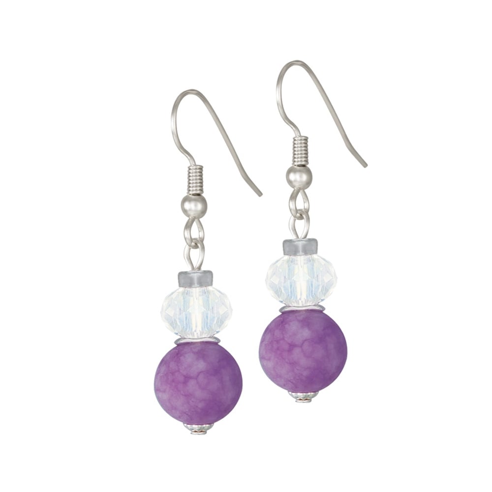 Rhapsody Lilac Jade and Crystal Drop Pierced Earrings