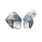 Cavalcade Grey Multi Enamel Silver Tone Stud Pierced Earrings