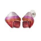 Cavalcade Red Multi Enamel Silver Tone Stud Pierced Earrings