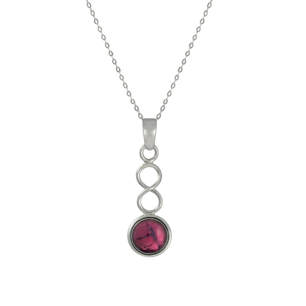 January Garnet Birthstone Sterling Silver Pendant