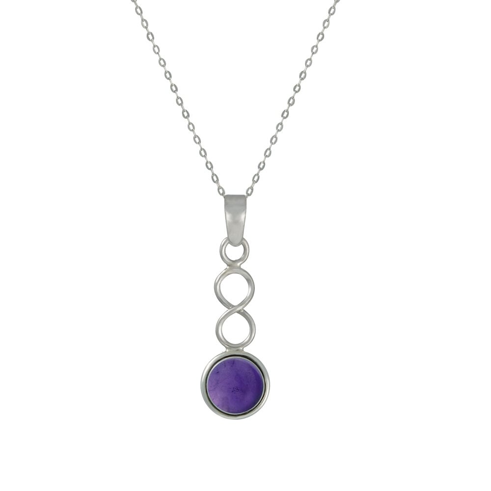 February Amethyst Birthstone Sterling Silver Pendant