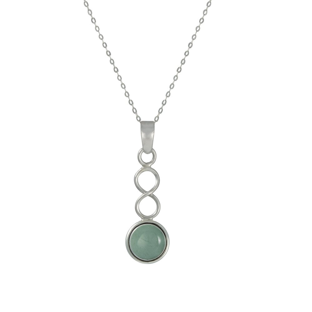 March Aquamarine Birthstone Sterling Silver Pendant