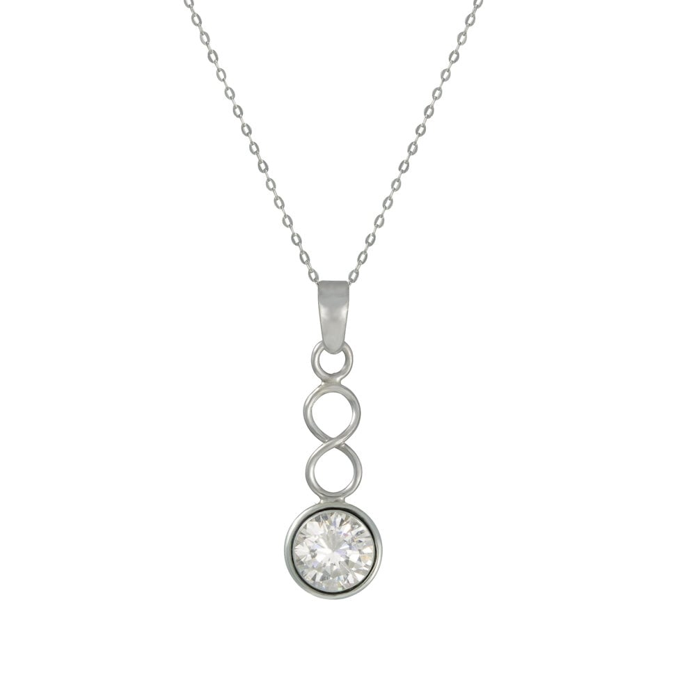 April Cubic Zirconia Birthstone Sterling Silver Pendant
