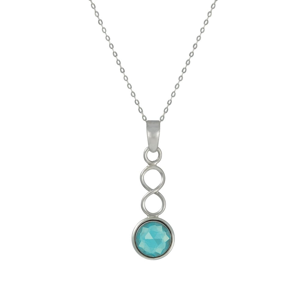 November Blue Topaz Birthstone Sterling Silver Pendant