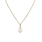 Divine White 12mm Shell Pearl Gold Tone Pendant